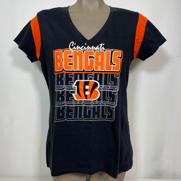 NFL Team Apparel Tops - Cincinnati Bengals NFL Football Black Game Day Tradition T-Shirt Women's LARGE